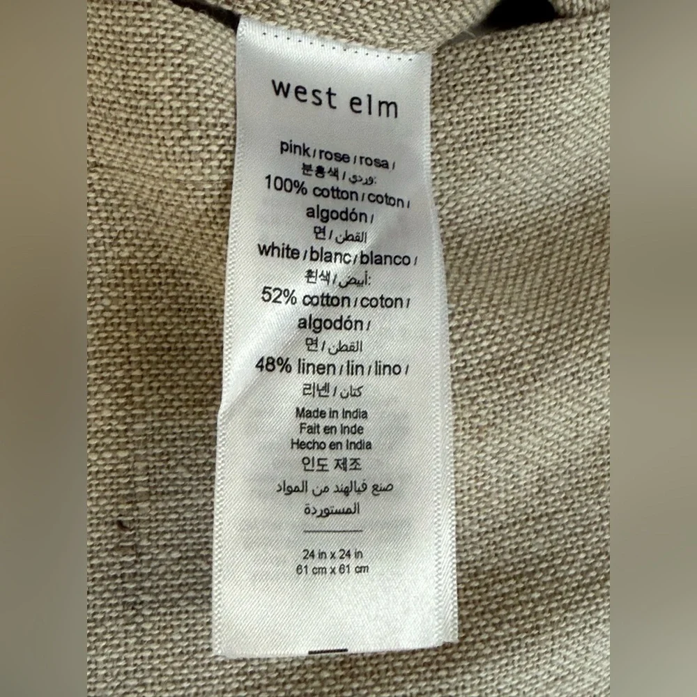West Elm Linen Velvet Rose Accent Pillow 24”x24”